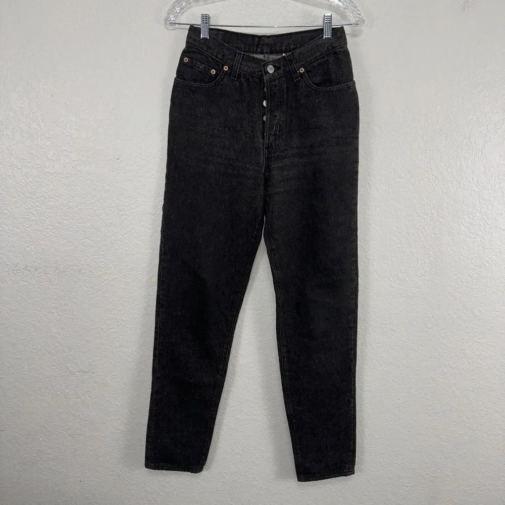 Vintage Levis 501 Mom‎ Jeans Women Sz 9 (24x32) Tapered 17501 0658 USA 90s Black